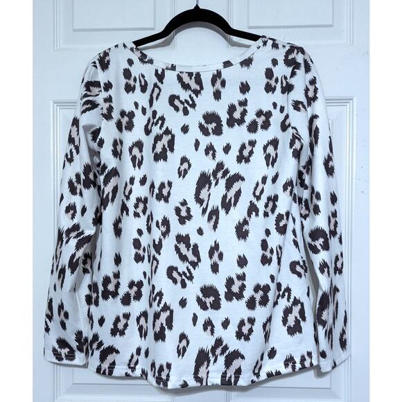 Women's Leopard Print Long Sleeve Top & Drawstring Short Set 2pc Loungewear Sz S - Picture 9 of 15